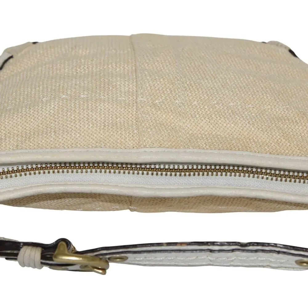 Coach Straw & Leather Soho Hobo Shoulder Bag 4710 Ivory colored leather trim